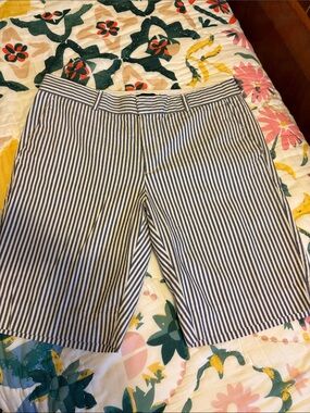 Banana Republic Navy and White Striped Shorts